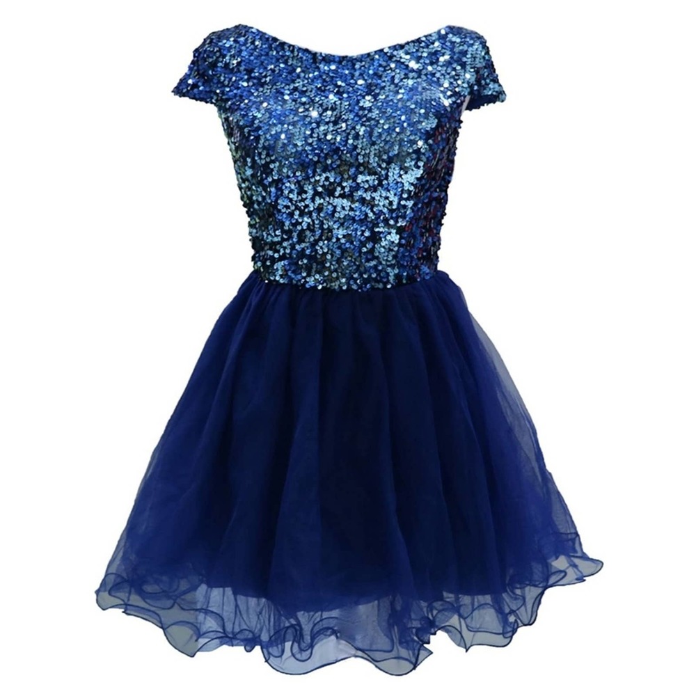 Short Tullle Sequins Homecoming Dress Sarah Bridal Navy 2